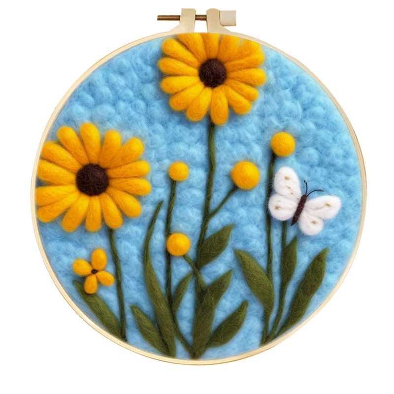 GATYZTORY Wollfilz-Gemälde, DIY-Wollstickerei-einstellen, kreative Blumenlandschaft, Wolle, Nadelfilz, Bild-einstellen, Basteln, Gemälde,: verrotten
