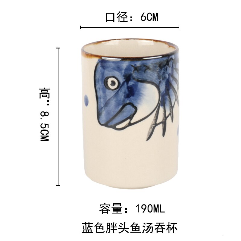 Taza de agua pintada a mano japonesa, copa de sopa de cuerpo recto, golondrina, taza de té de cebada para restaurante, vaso práctico, taza de té de cerámica: 1