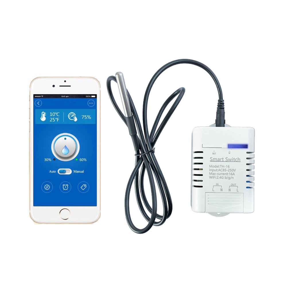 Mobile Phone APP WiFi Control Smart Switch Temperature Humidity Measurement Monitor Controller Home Automation