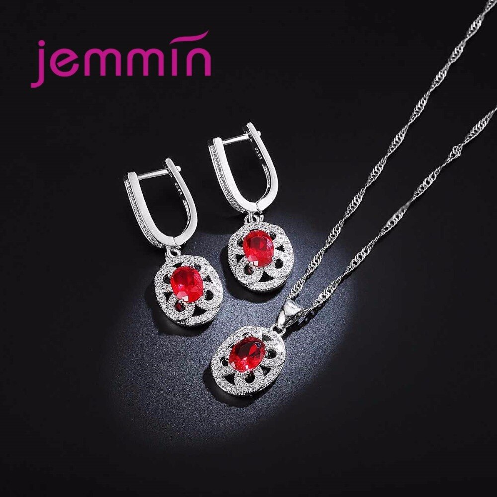 Fijne Bruiloft Sieraden Sets Voor Bruiden Vrouw 925 Sterling Zilveren Strass Ketting Oorbellen Engagement Sieraden Set