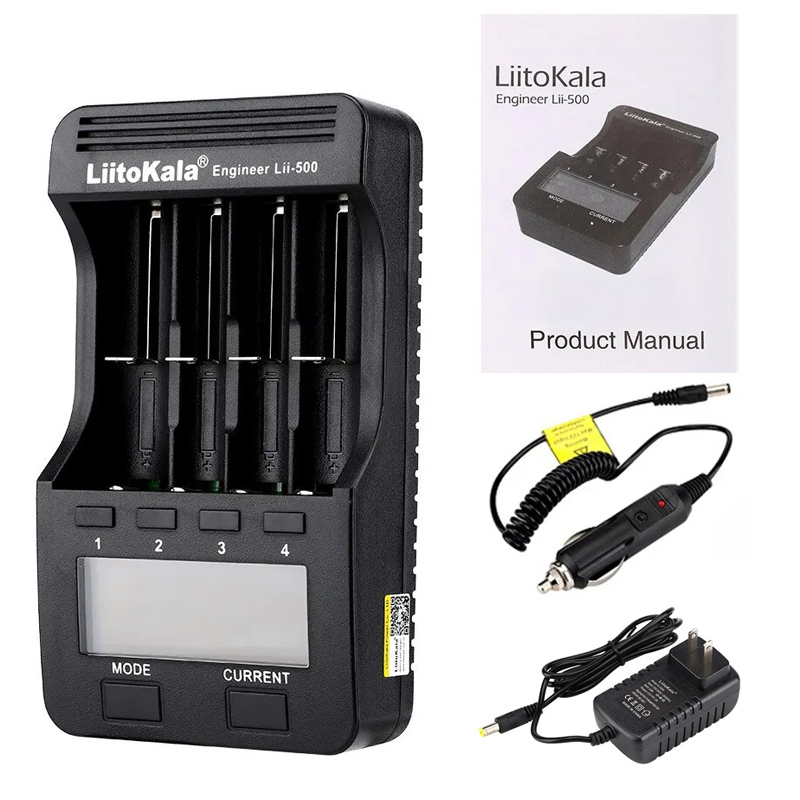 Liitokala Lii-500 Lii-600 3.7V 18650 18350 18500 16340 17500 26650 1.2V AA AAA NiMH Detection Capacity Lithium Battery Charger: black