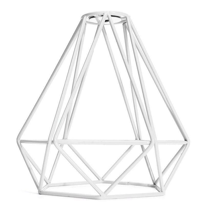 Iron Wire Cage Hanging Lamp Shade Pendant Light Chandelier Lampshade For Hotels KTV And Restaurant Industrial Decora: White