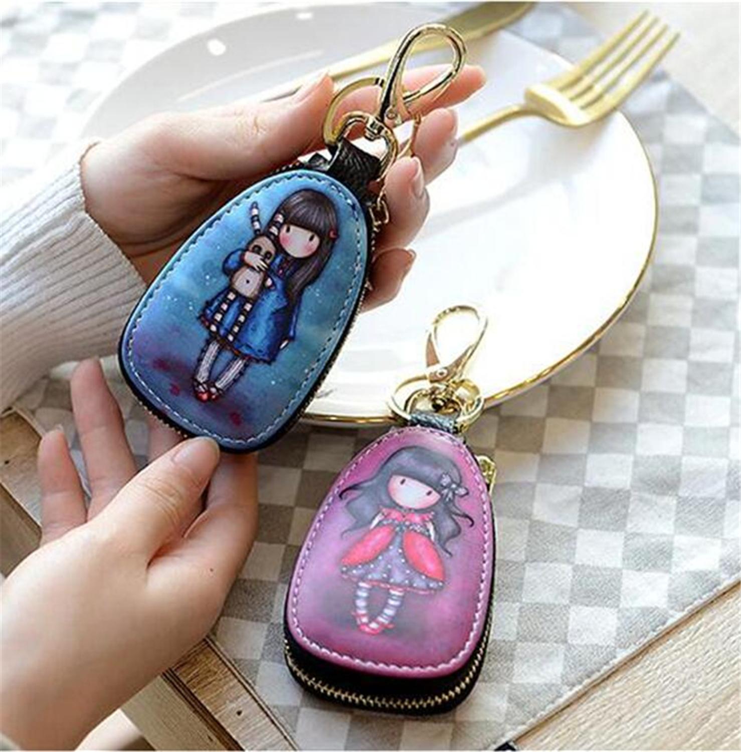 1pc Retail Universal Auto Key Cases Carton Pattern Small Wallets Cars Key Protection Bags Man's and Women's Beautiful Holders
