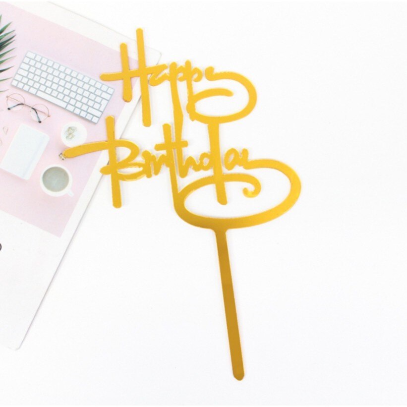 Pak Van 10 Stuks Gelukkige Verjaardag Cake Topper Cake Insert Taart Decoratie Zilver: Design06