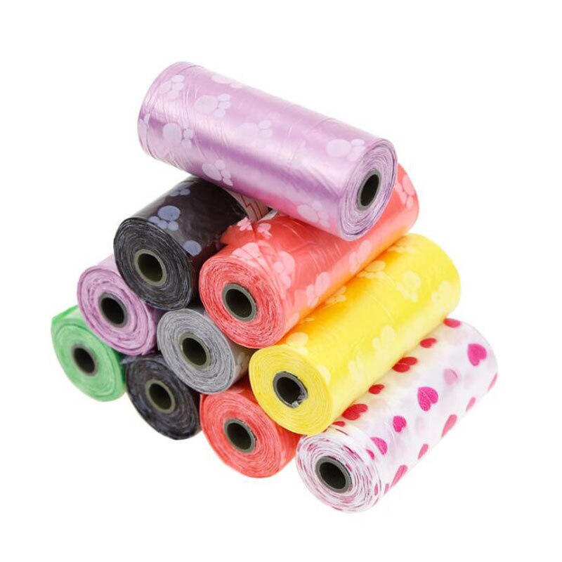 Biodegradable Pet Dog Poop Bag Zero Waste Dog Pooper Bags Paw Doggy Litter Poop Bag Dispenser Pets Products For Dogs: 10 Rolls Random
