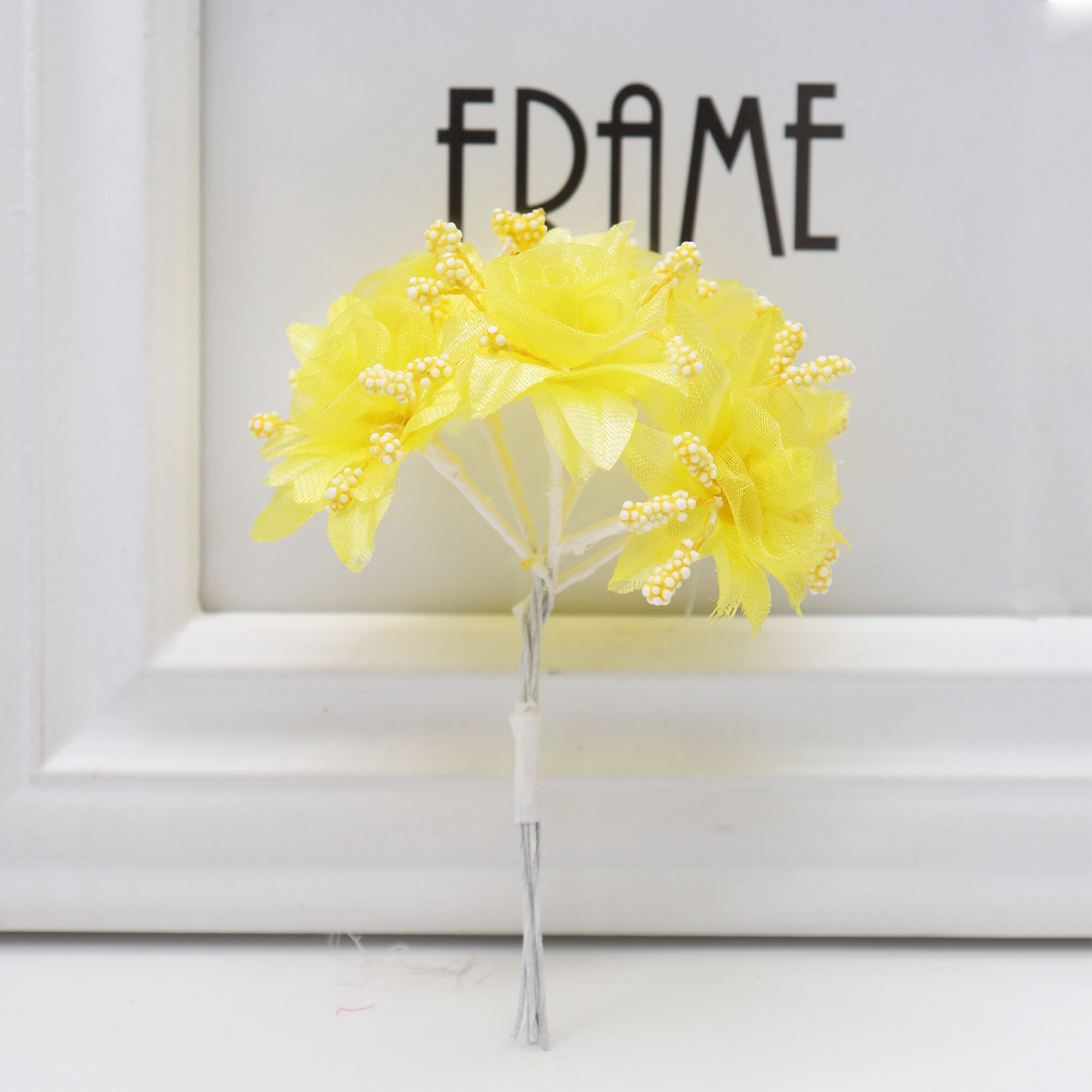 6 stk kunstige blomster roser gaze diamant bryllup sko hovedbeklædning gør-det-selv boligdekoration kunstige blomster brudekrans collage