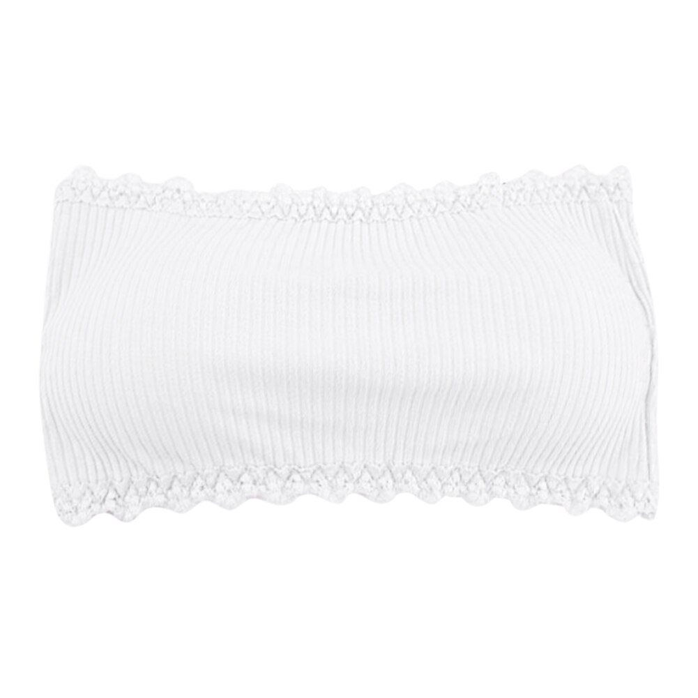 Women'S Strapless Bra Ladies Cotton Solid Wrapped Chest Bottom Underwear With Adjustable Buckle Jacquard Style Chest Wrap #20: White