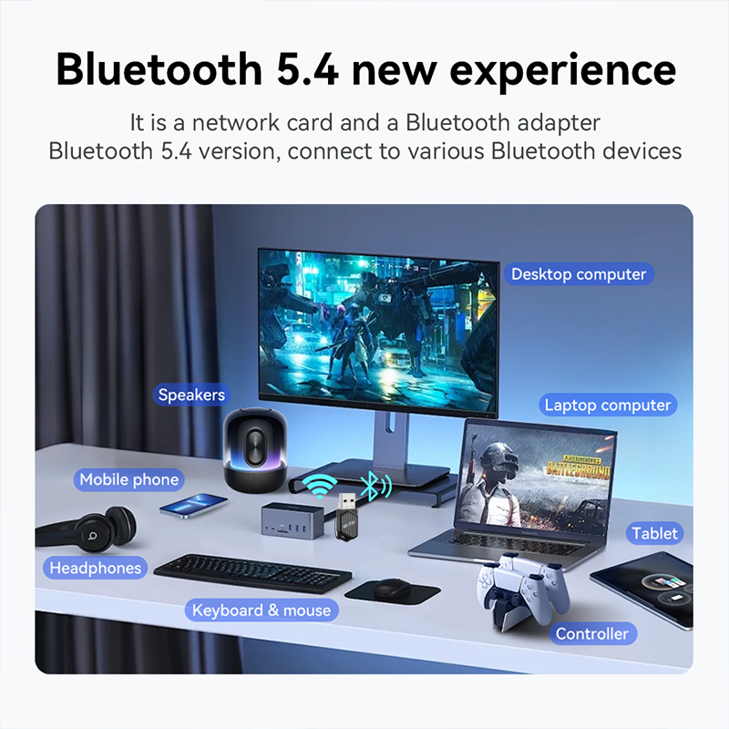 Adattatore USB WiFi 6 Bluetooth 5.4 da 900 Mbps Dual Band 2.4G 5G Ricevitore esterno wireless Dongle WiFi per laptop Desktop Win 7/10/11