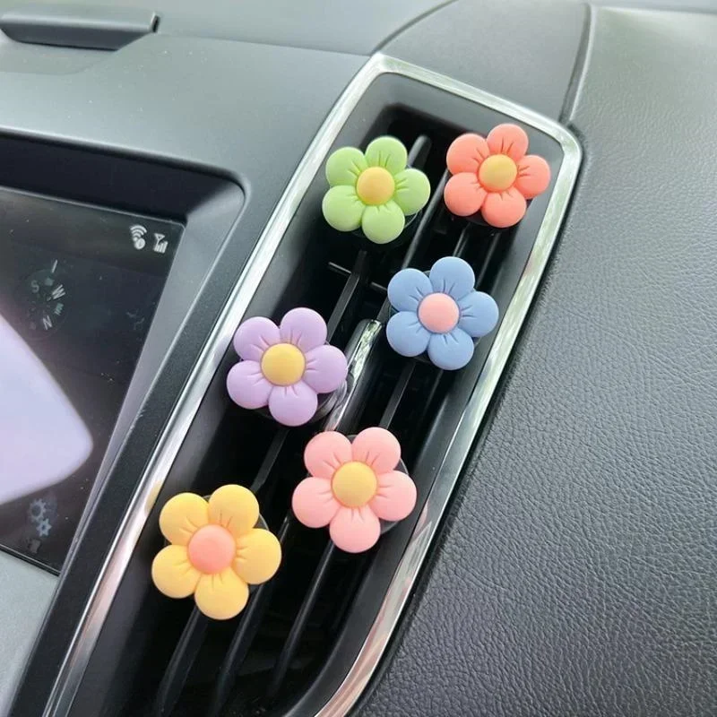 Clip de Perfume para coche con flor bonita, adornos de ventilación para aire acondicionado y aromaterapia, suministros de decoración Interior para coche, aroma para coche