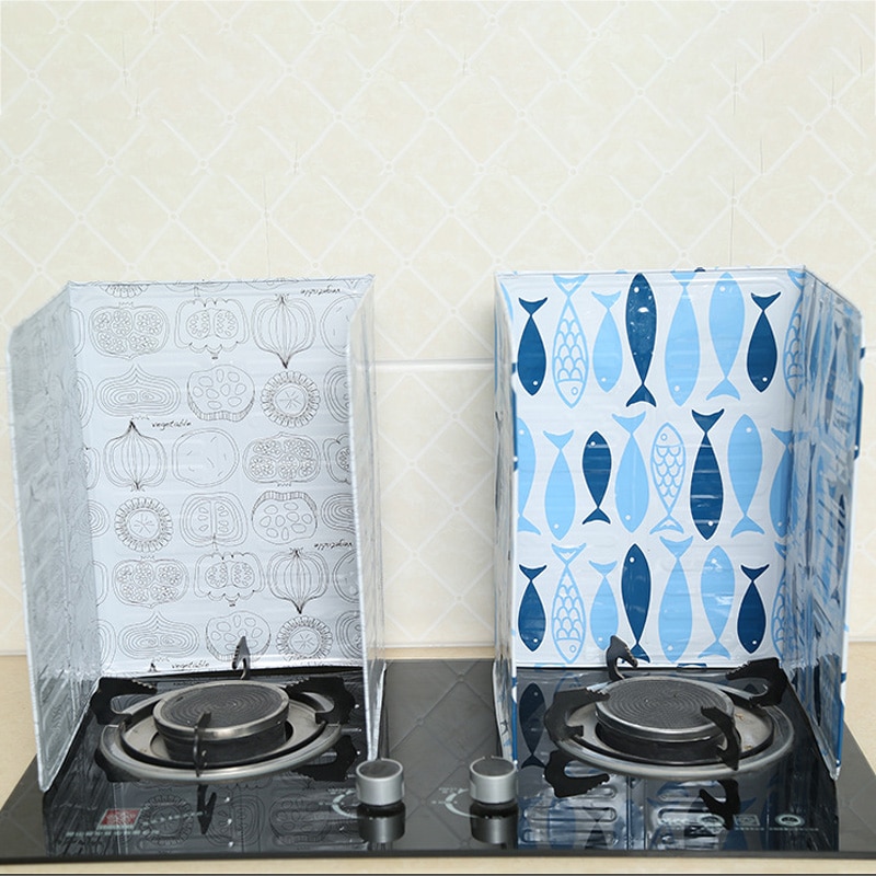 Oil Splash-Proof Baffle Printing Gas Cooker Platform Fried Vegetable Heat-Proof Oil-Proof Baffle Aluminum Foil