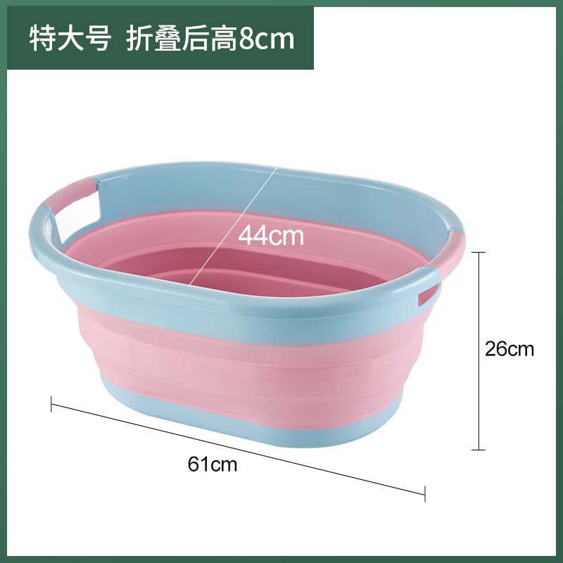 Foldable Basin Laundry Basin with Extra-large Washboard Integrated Household Large Size Deepening and Thickening Washbasin: pink extra large 3