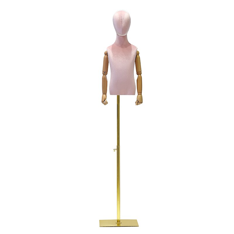 Soporte de cuerpo de Maniquí de mano de Color madera para mujer, modelo de costura de 1 a 2 años, Flexible, estante ajustable, 1 ud. D406