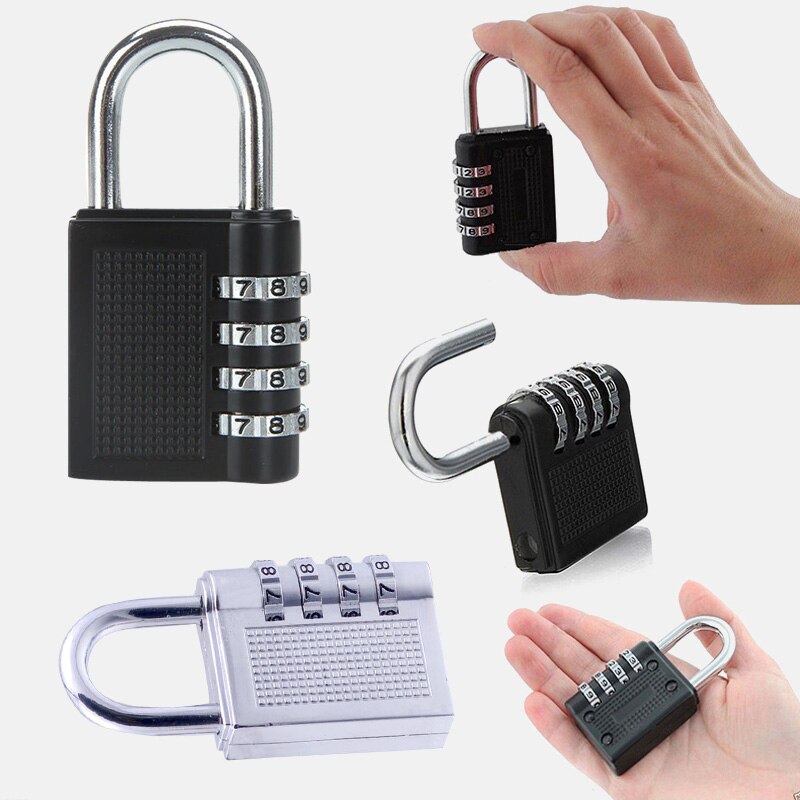 Candado de combinación de 4 dígitos para gimnasio al aire libre, candado de seguridad resistente a la intemperie, 80x43x14mm, color negro