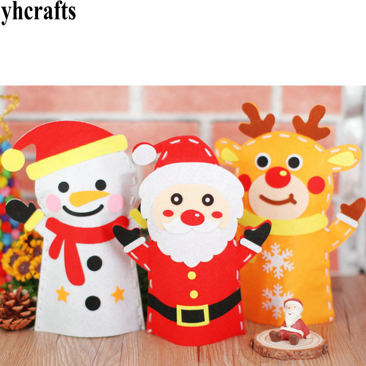 8 Stks/partij. Diy Vilt Xmas Kerstman Sneeuwpop Elanden Handpoppen Ambachten Kits Stof Handgemaakte Vroeg Leren Educatief Kleuterschool
