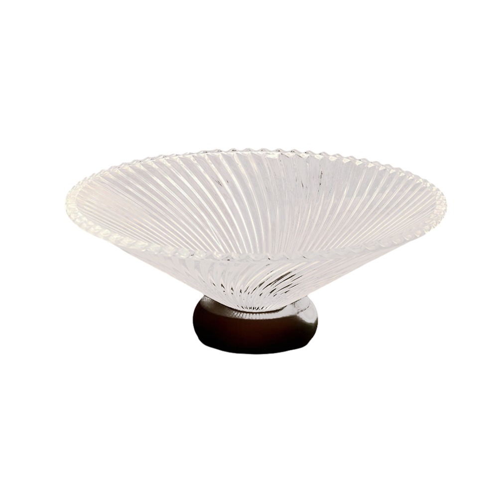 Bandeja de bayas de vidrio francés transparente de lujo ligera, plato de fruta decorativo de gran capacidad, Base de madera, bandeja para servir frutas, mesa de té: Plata