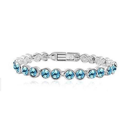 Cooper charm Shiny Austria Crystal Bracelets & Bangles Women Accessories: Aquamarine