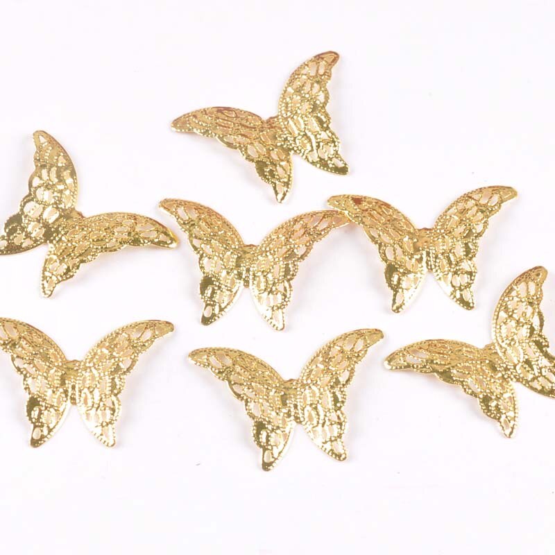 20 stk 26.5 x 37mm guld / sølv sommerfugl filigran wraps stik metal håndværk dekoration diy fund scrapbooking ykl 0785