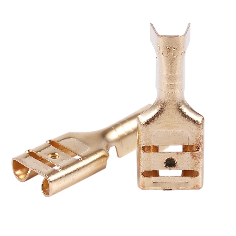 100 Pcs Car Speaker 6.3mm Female Spade Terminal Wire Connector: Default Title