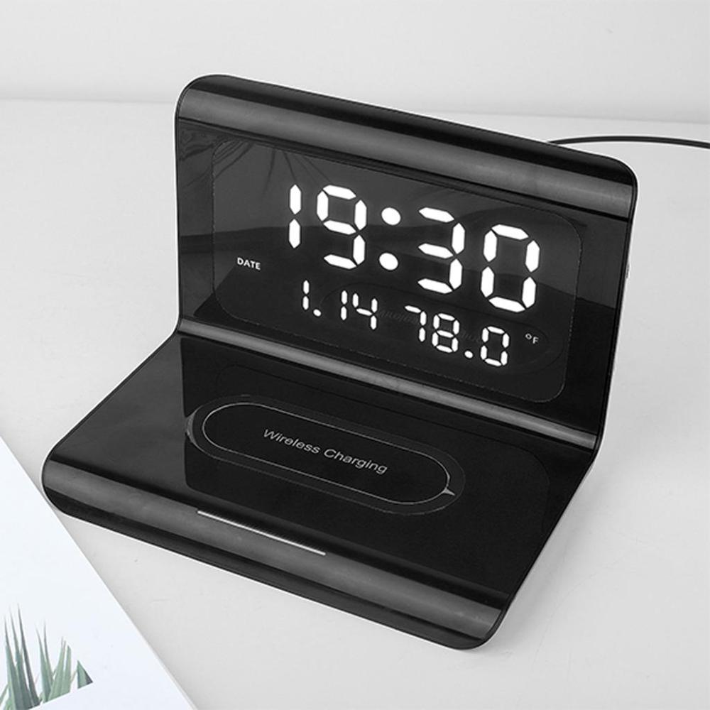Wireless Charger Wireless Charging Pad Alarm Thermometer Calendar Clock Fast Charge cargador inalambrico for iphone for samsung