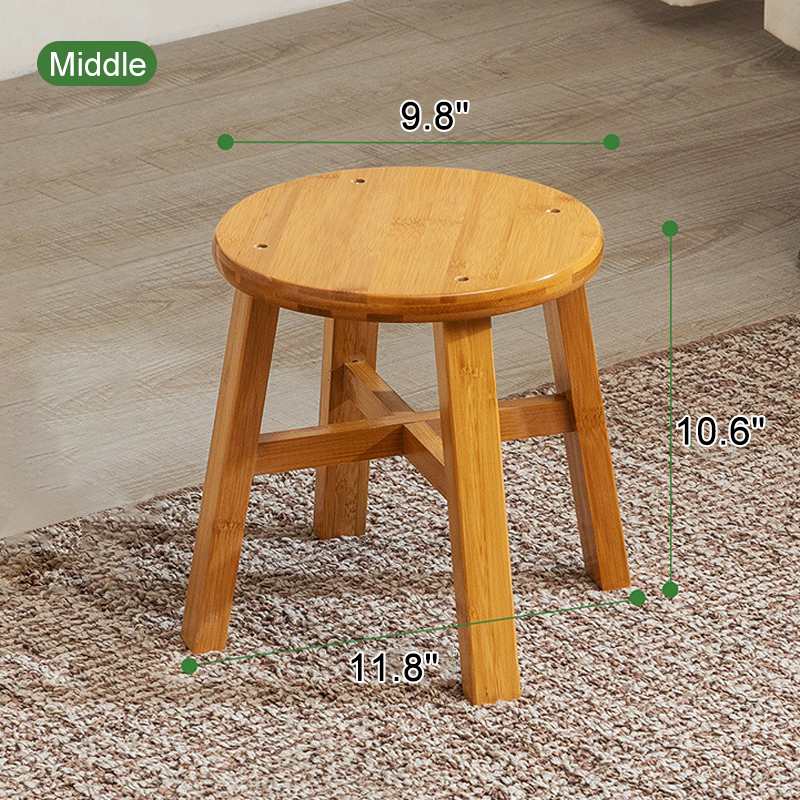Removable Round Bamboo Shoe Bench Stool Living Room Home Furniture Ottoman Hallway Bench Sofa Tea Table Small Stool Wood Chair: M