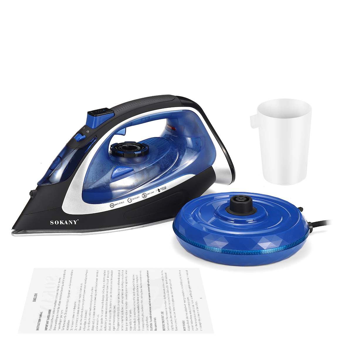 Elektrische Stoomstrijkijzer 2400W 220V Draadloze Oplaadbare Spray Stoomstrijkijzer Kleren Strijken Stoomboot Multifunctionele Verstelbare 9518: Blue