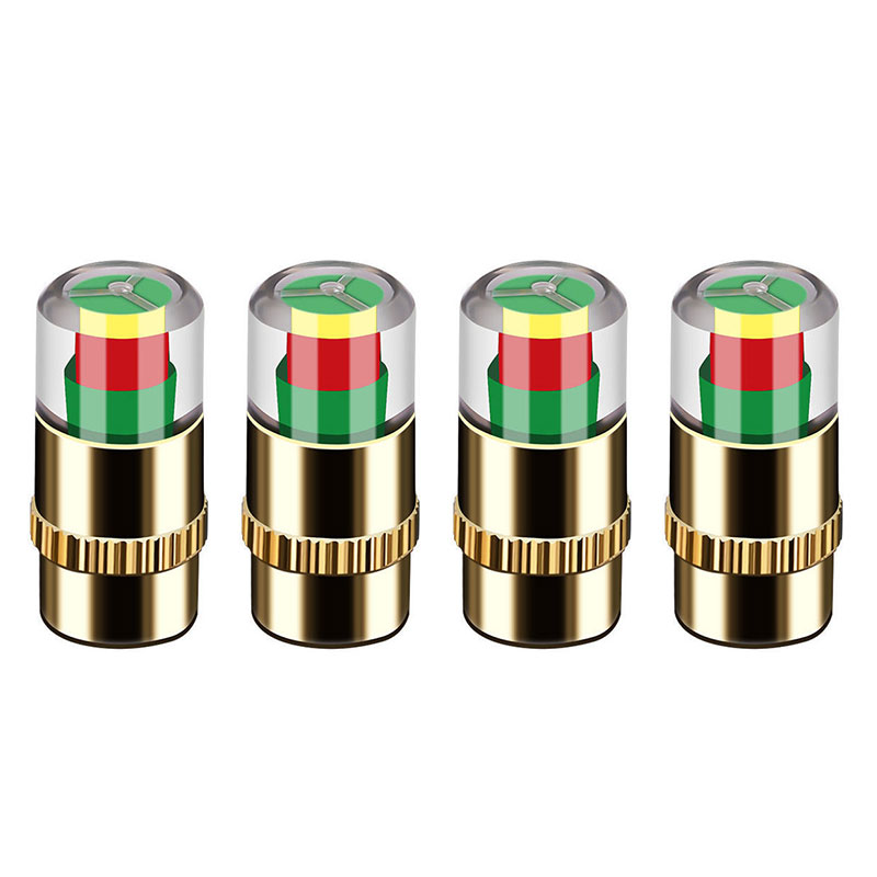 Moniteur de pression des pneus de moto et de voiture, capuchon de Valve, indicateur de capteur, alerte oculaire, outil d'inspection automatique de la pression des pneus, 4/8 pièces: Or