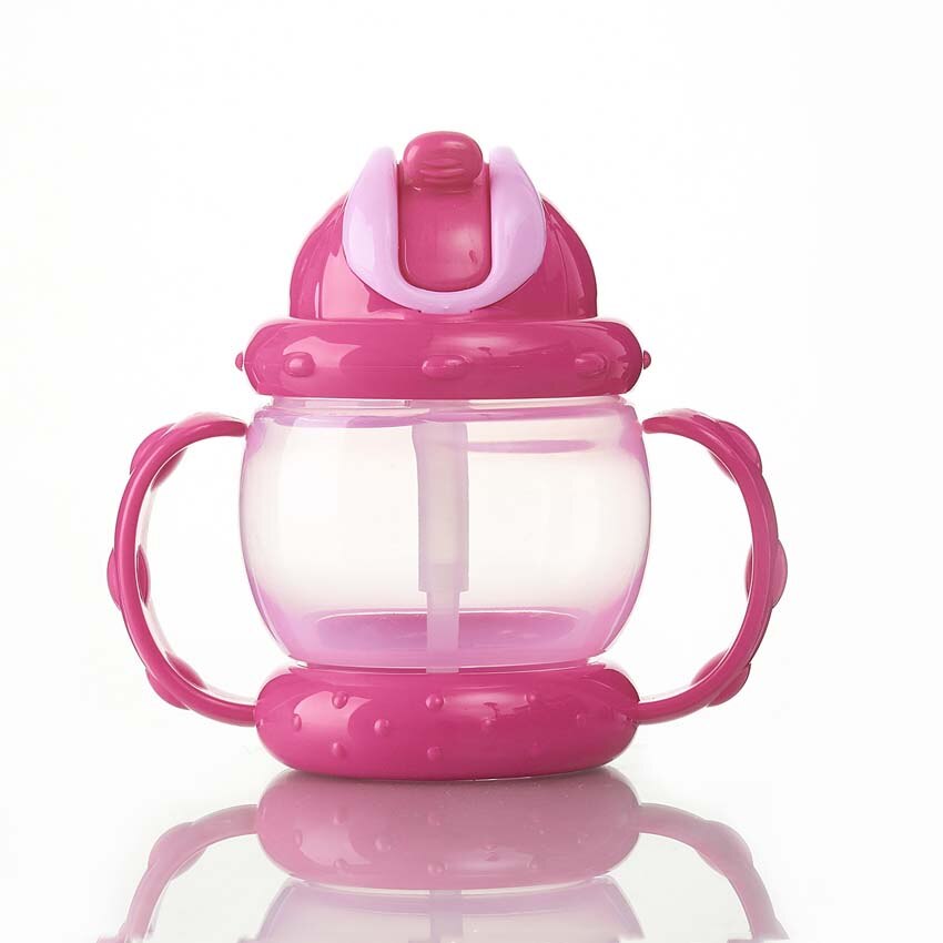 240ML Baby Cup Children Drinking Cup Training Cup Baby Feeding Straw Cup Anti-wrestling Watertight Green, Yellow, Pink
