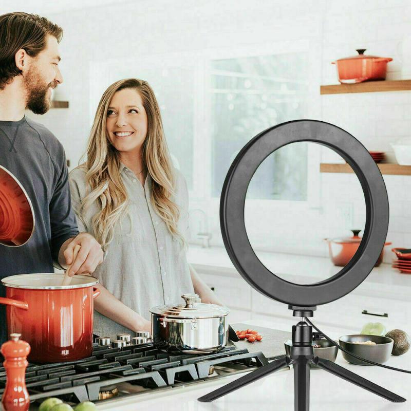 10 Inch Mini Ring LED Fill Light 3 Light Modes 360° Rotation Angle Studio Video Dimmable Make Up Lamp With Tripod Stand Selfie