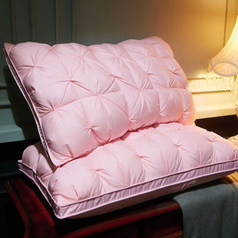 100% Cotton pillowcase White Goose Down/feather Pillow Orthopedic Neck Pillows Health Pillow for Sleeping