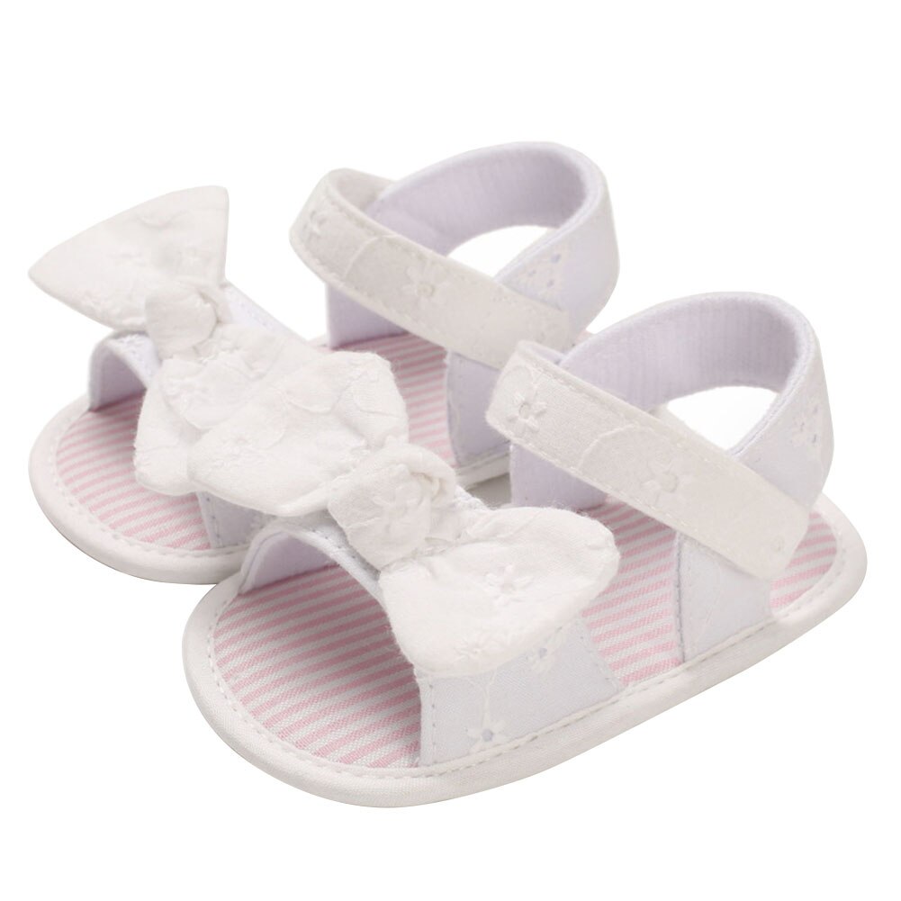 Summer Children'S Shoes Sweet Princess Children'S Bow Sandals Girls Toddler Baby Soft Breathable Low Heel Anti-Slip.: White / 12-18M