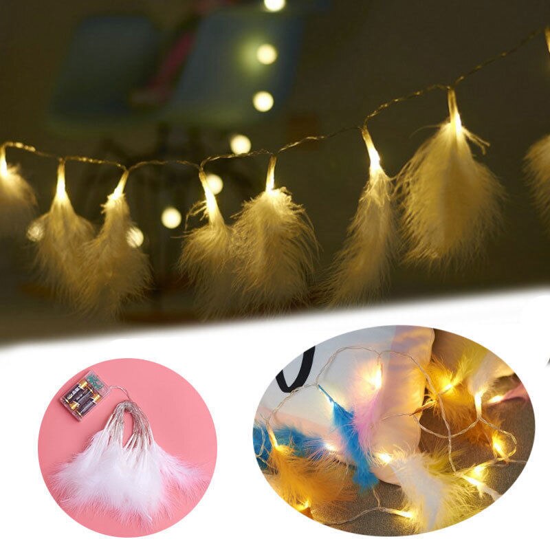 2.2M 20LED Batterij Operated String Feather Fairy Licht Warm Witte Kerst