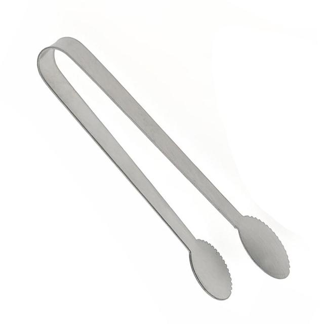 Pinzas de acero inoxidable para alimentos, pinzas gruesas para hielo de limón, Mini corazón/PALMA/forma ovalada, pinzas para cocina, pinzas para barbacoa, herramientas para ensalada: Oval with teeth