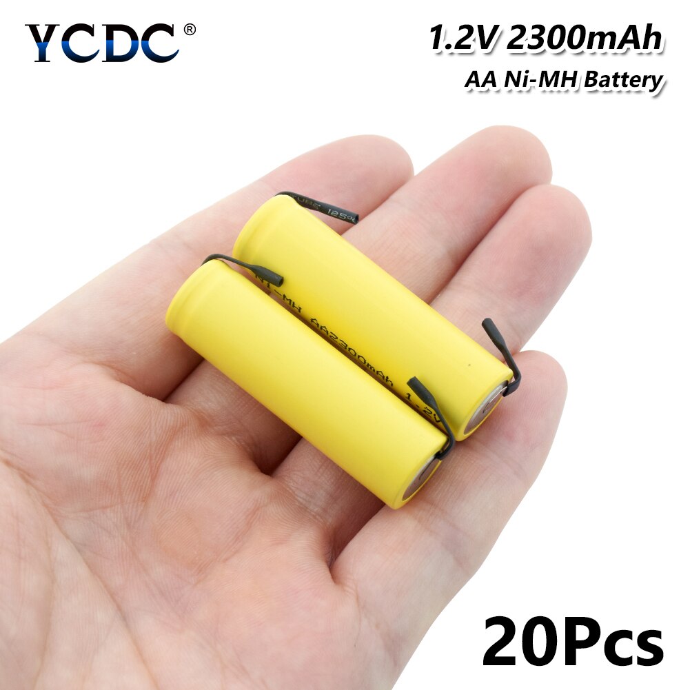 Ni-MH AA Battery 1.2V 2300mAh Rechargeable Batteries Lithium Bateria Welding Nickel Sheet batteries For Toy Flashlight: 20 PCS