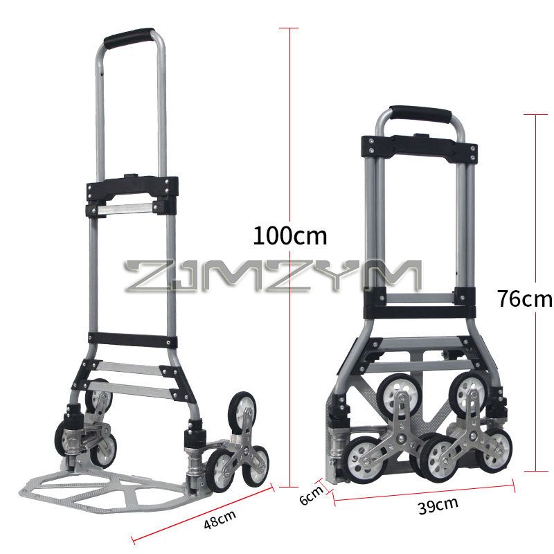 Sammenleggbar Trappevogn med Hjul - Aluminium 75KG - Lett og Bærbar