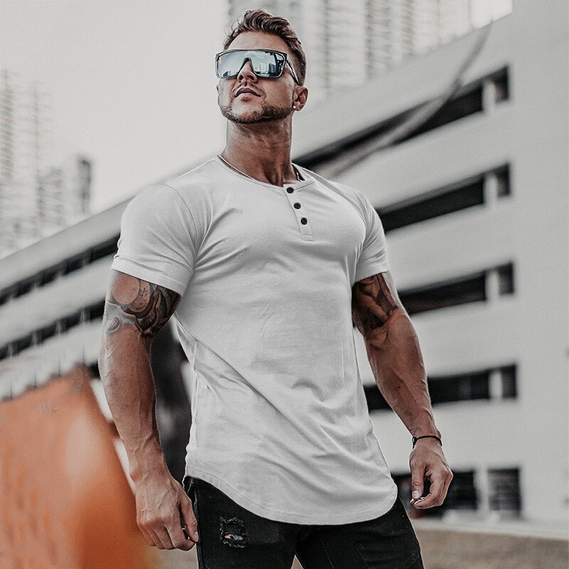 Nueva camiseta Casual para hombre, Camiseta deportiva de algodón para gimnasio, estampado de , camiseta de manga corta, Tops, ropa deportiva de verano para entrenamiento