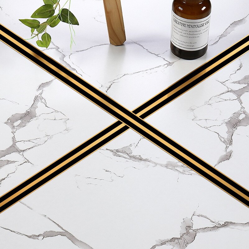 Black and Golden-US Joint Stickers Tile Gap Beautify Lines Stickers Wear-Resistant Floor Stickers Ground Us Joint Stick Self-Adh
