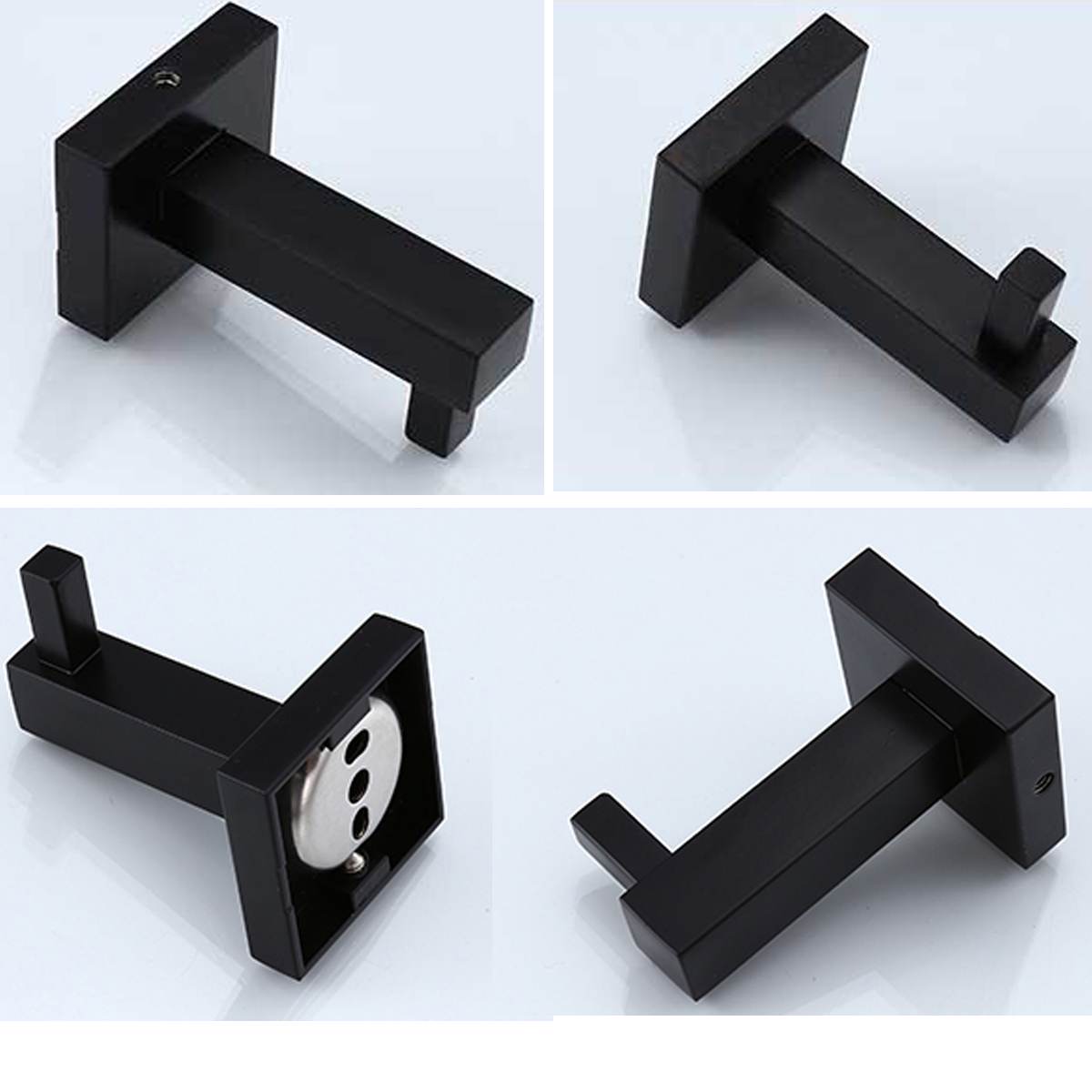 Matte Black Vierkante Handdoekenrek Wandmontage Houder Rail Tissue Roll Toiletborstelhouder Gewaad Haak Badkamer