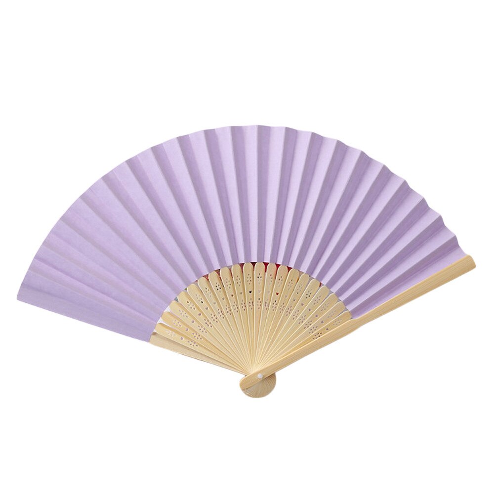 Éventail pliable en papier | Offre spéciale, motif d'été, danse, fête de mariage, dentelle, soie, tenue à main de couleur unie: Purple