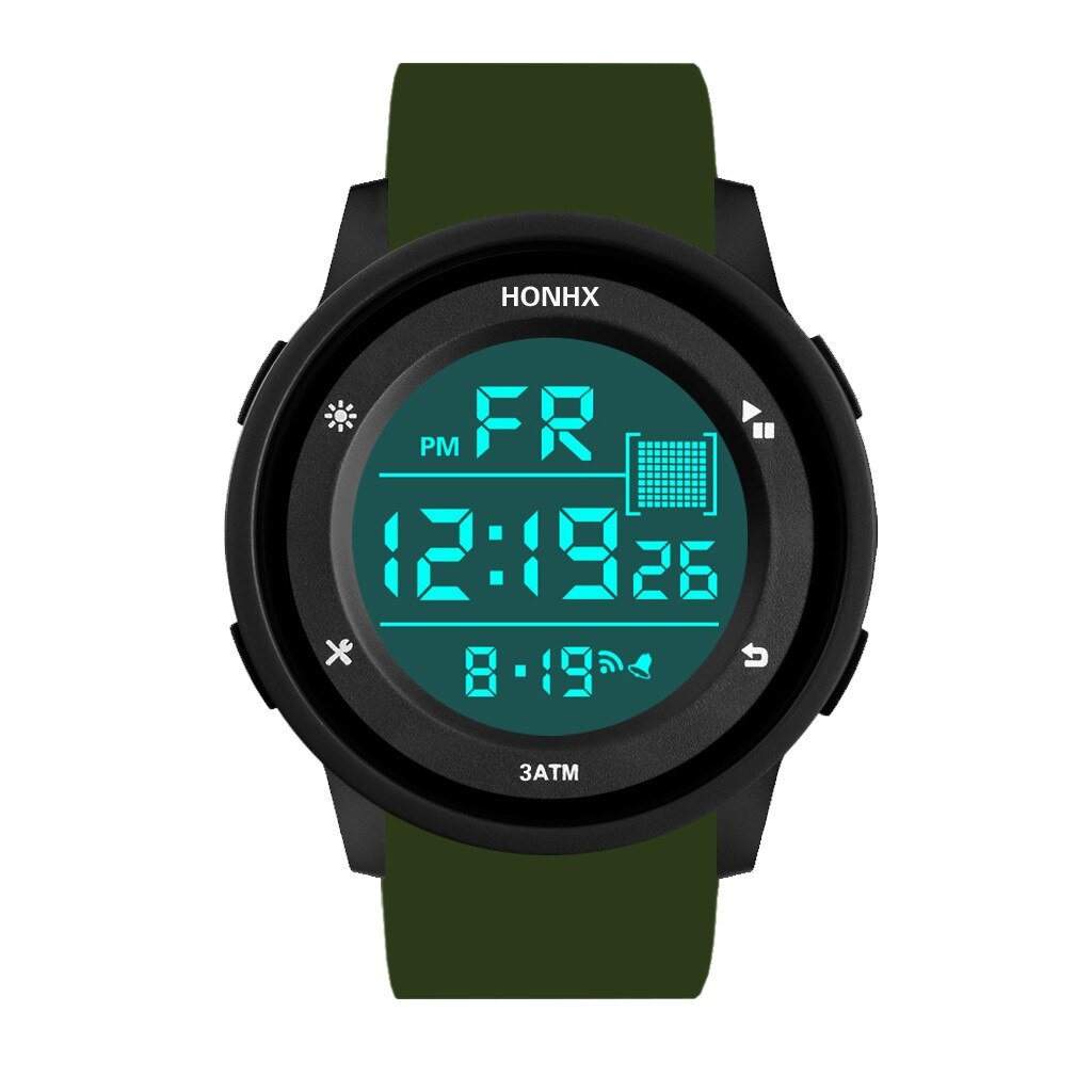 Digitale Horloge Mannen Elektronische Led Horloge Met Datum Stopwatch Multifunctionele Sporthorloge Outdoor Leven Waterdichte Horloge Reloj: green