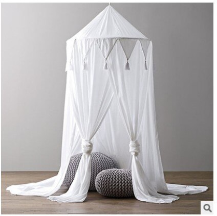 Pudcoco bebê berço rede longo pendurado redonda cúpula dossel cama cortina mosquiteiro para o bebê jogar tenda crianças quarto decoração: FQ30985B1
