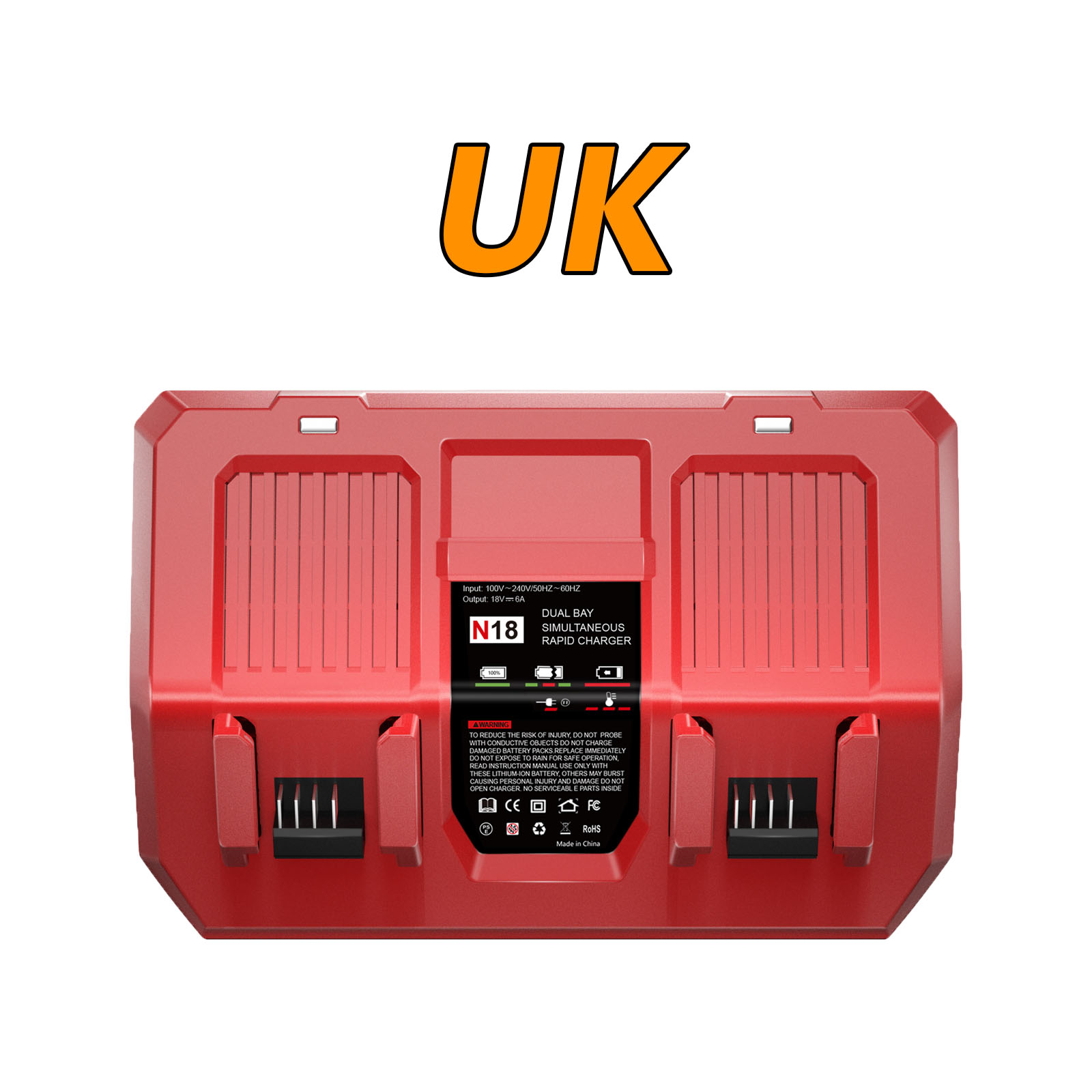 Pour batterie Milwaukee M18 double chargeur 6A 18V pour batterie Li-ion Milwaukee M18B5 XC 48-11-1815 48-11-1850 2604-22 2604-20: Bleu