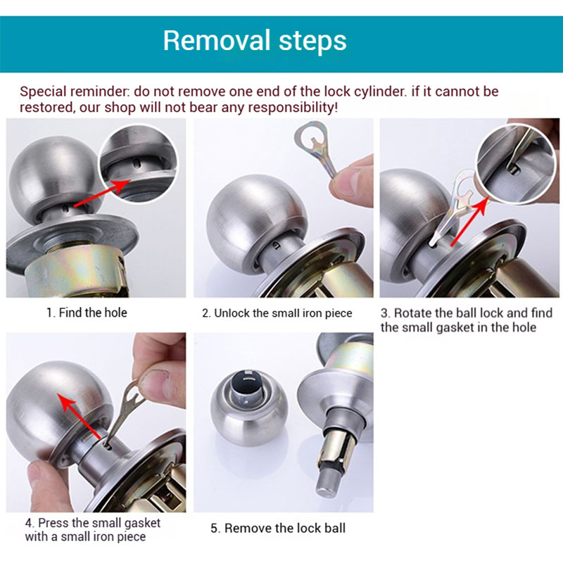 Zexef runde dørhåndtag i rustfrit stål med rotationslås, metal dørhåndtag med nøgle til soveværelser, stuer, badeværelser