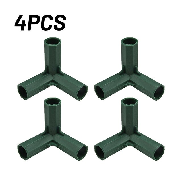 4Pcs 16mm Plastic Greenhouse Frame Building Connectors Green Outdoor Garden Structure Pole Joints Adapter DIY 3 Way Bracket: A