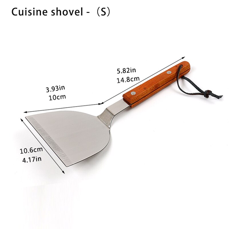 Goud Keukengerei Spatel Houten Handvat Barbecue Turner Rvs Pannenkoek Teppanyaki Hibachi Droge Pan Accessoires: Cuisine shovel-S