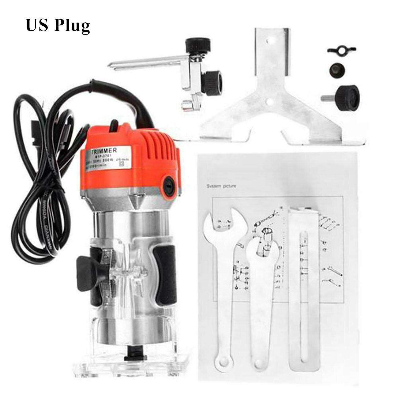800W Woodworking Trimmer Handheld Engraving Slotting Trimming Tool 110/220V 30000RPM Wood Router Wood Electric Hand Trimmer: US
