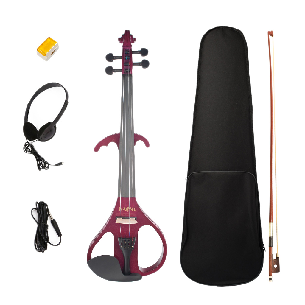 4 String Electric Silent Violin 4/4 Full Size Violin Kit with Bow Rossin Headphone Bag Cable Stringed Instruments