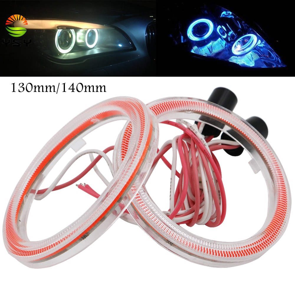 YSY 2PCS Car Angel Eyes Led 12V 130/140MM Halo Ring Lights Led Angel Eyes Headlight for Car Auto Moto Moped Scooter Motorcycle