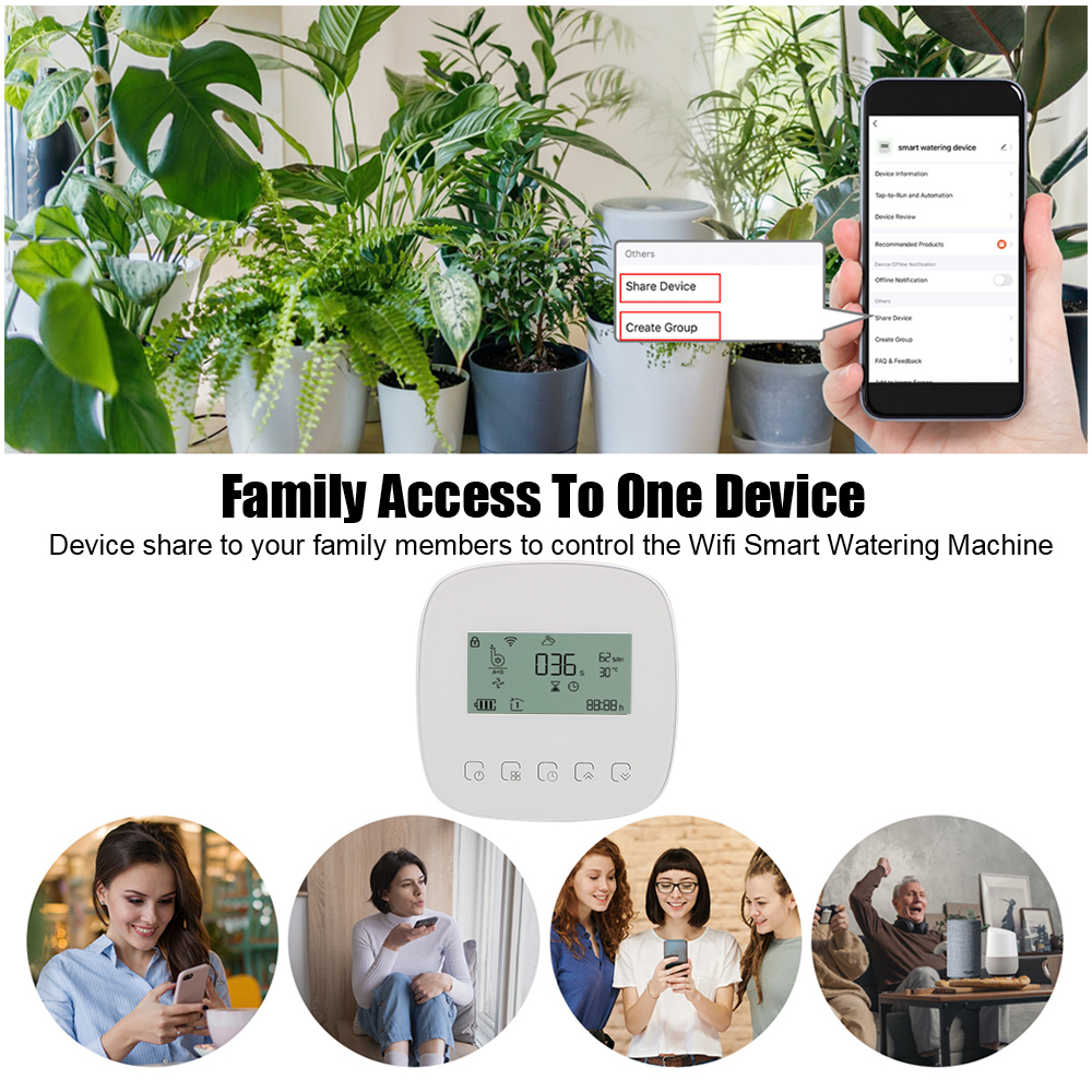 Minuterie d'arrosage numérique Tuya avec panneau solaire, contrôleur d'irrigation micro-goutte, minuterie d'eau automatique intelligente, WiFi