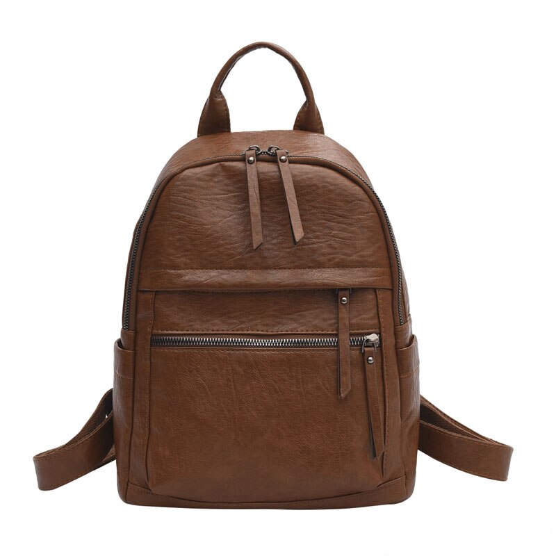 retro kobiet plecak moda skórzane plecaki Harajuku damskie torebki na ramię dla nastolatek student dziewczyna tornister podróży plecak: brązowy  Backpack