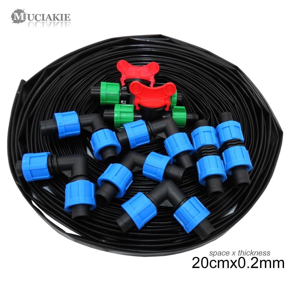 MUCIAKIE 100M Garden Greenhouse Drip Irrigation System Watering Kit Tape with 20CM Space Emitter Water Irrigation System